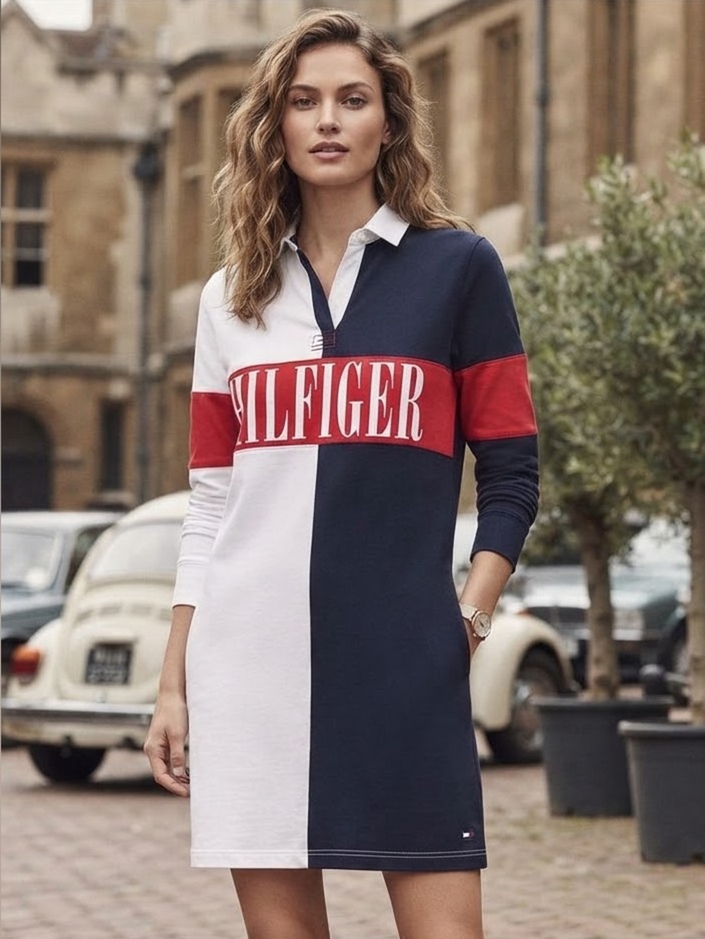 Tommy Hilfiger Women's Colorblock XXS Rugby/Polo Dress Red/White/Navy  Preppy